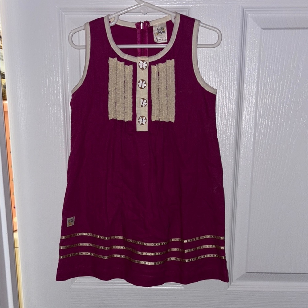 Wild Fable Purple and Gold Buttoned Tiered Sundress